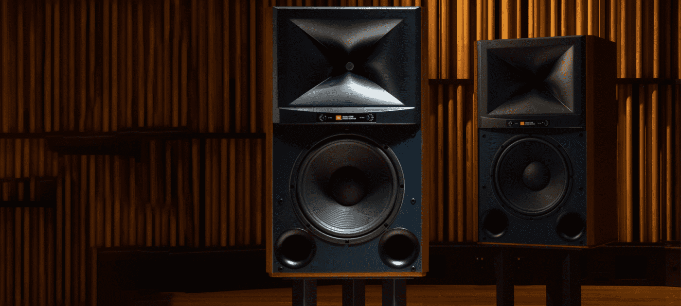 JBL 4349 speakers on stands